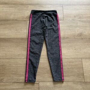 Adidas Girls Leggings Gray Pink 3-Stripes Size XS  6X Good  Condition